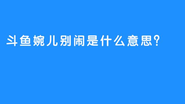 斗鱼婉儿别闹是什么意思？