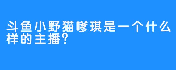 斗鱼小野猫嗲琪是一个什么样的主播？