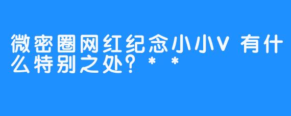 微密圈网红纪念小小V有什么特别之处？**