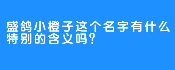 盛鸽小橙子这个名字有什么特别的含义吗？