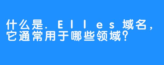 什么是.Elles域名，它通常用于哪些领域？