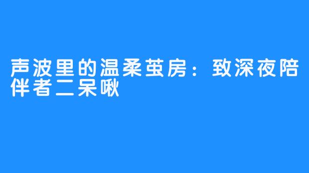 声波里的温柔茧房：致深夜陪伴者二呆啾