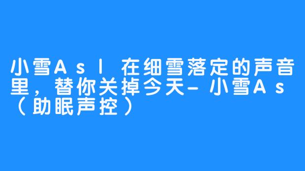 小雪As|在细雪落定的声音里,替你关掉今天-小雪As(助眠声控)