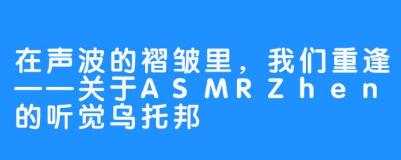 在声波的褶皱里,我们重逢——关于ASMRZhen的听觉乌托邦